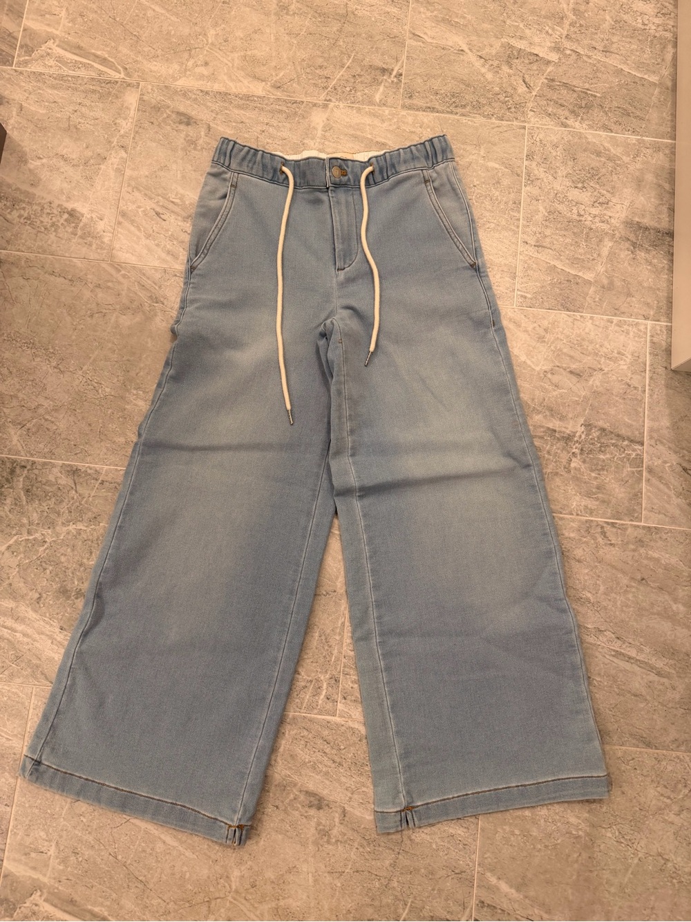 Pilcro Light Blue Relaxed Wide-Leg Jeans with Drawcord